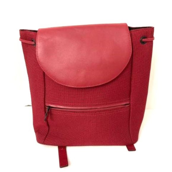 L.L. Bean Bags Ll Bean Mini Backpack Red Black Polyester Leather